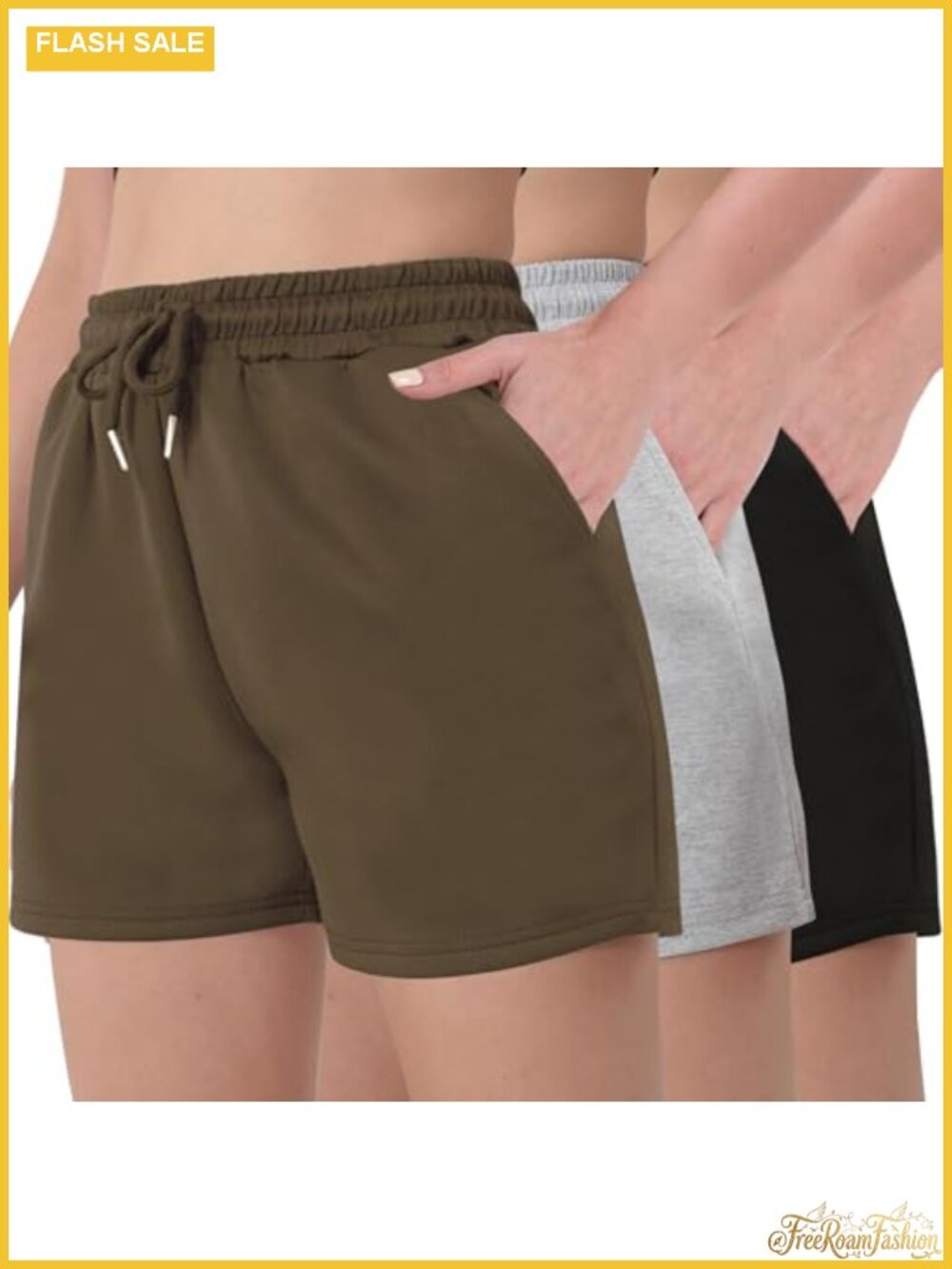 Women's Sweat Shorts with Pockets Drawstring Lounge Active Shorts 2 or 3 Pack